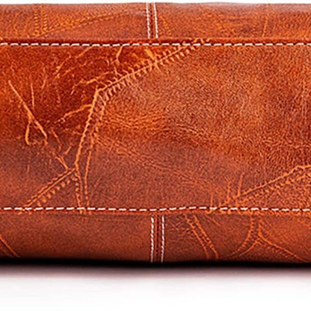 Women Vintage Leather Crossbody Bag Clutch Satchel with Kiss Lock Closure - Picture 3 of 7
